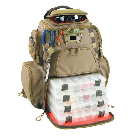 Wild River Tackle Tek Nomad Lighted LED Tackle Backpack with 4 (Best River Sluice Box)