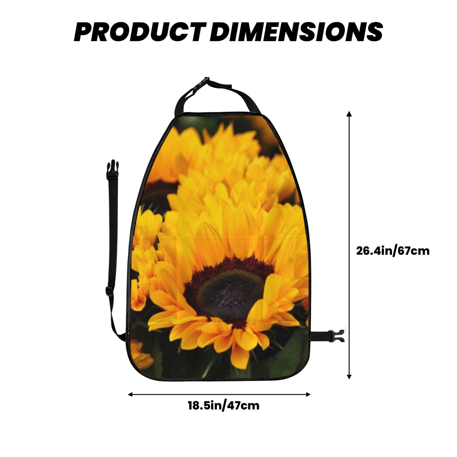Xecao Flower Bush Sunflower Pattern Car Seat Back Protector 2 Pack Large Capacity Pocket, Kick Mats Back Seat Protector