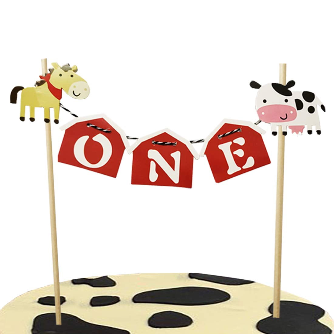 Grange animaux de la ferme 1er anniversaire gâteau Topper vache ferme  première fête fournitures décorations