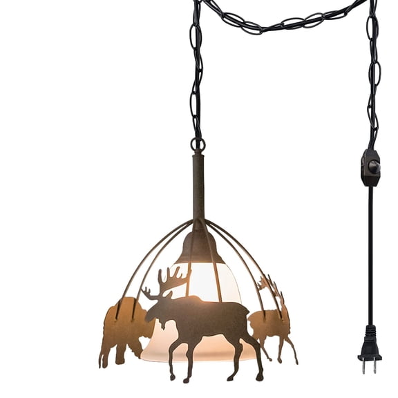 Kiven Pendant Light Equipped with Dimmable Lighting Wire(177.16 inches),E26 1-Light American Country Single Head Chandelier Ironwork Retro Industrial Chandelier (Bulb Not Included)