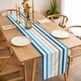 thumbnail image 3 of Blue Brown Stripe Table Runner - 72 Inch Long, Kitchen Dining Table Runner Dresser Scarves, Ombre Geometric Vertical Striped Farmhouse Decor for Coffee Tables Wedding Party Banquet, 3 of 8