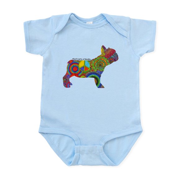 CafePress - Peace Love Frenchies Infant Bodysuit - Baby Light Bodysuit, Size Newborn - 24 Months