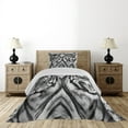 thumbnail image 3 of Ambesonne Savannah Quilted Coverlet 2 Pcs, Aggressive Wild Tiger Look, Twin Size, Pale Grey Black, 3 of 5