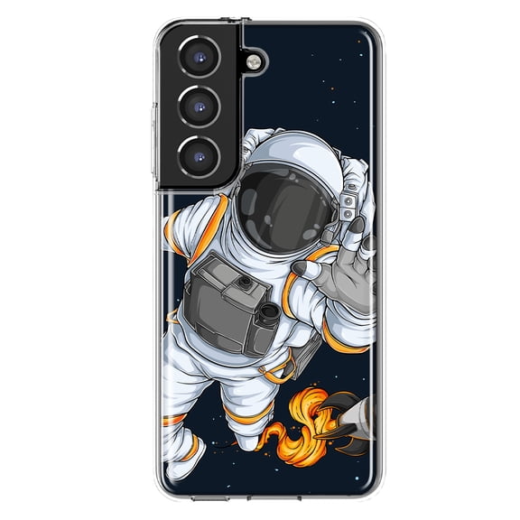 Mundaze - Case for Samsung Galaxy S22 Slim Shockproof Hard Shell Soft TPU Heavy Duty Protective Phone Cover - Space Astronaut
