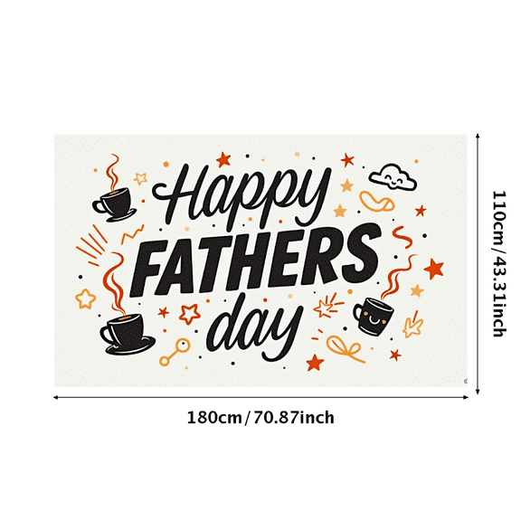 Decorative Design Happy Fathers Day Coffee Theme Banner Colorful Icons Sunshine Theme Party Decoration for Father's Day Celebration Indoor Decoration Family Gathering