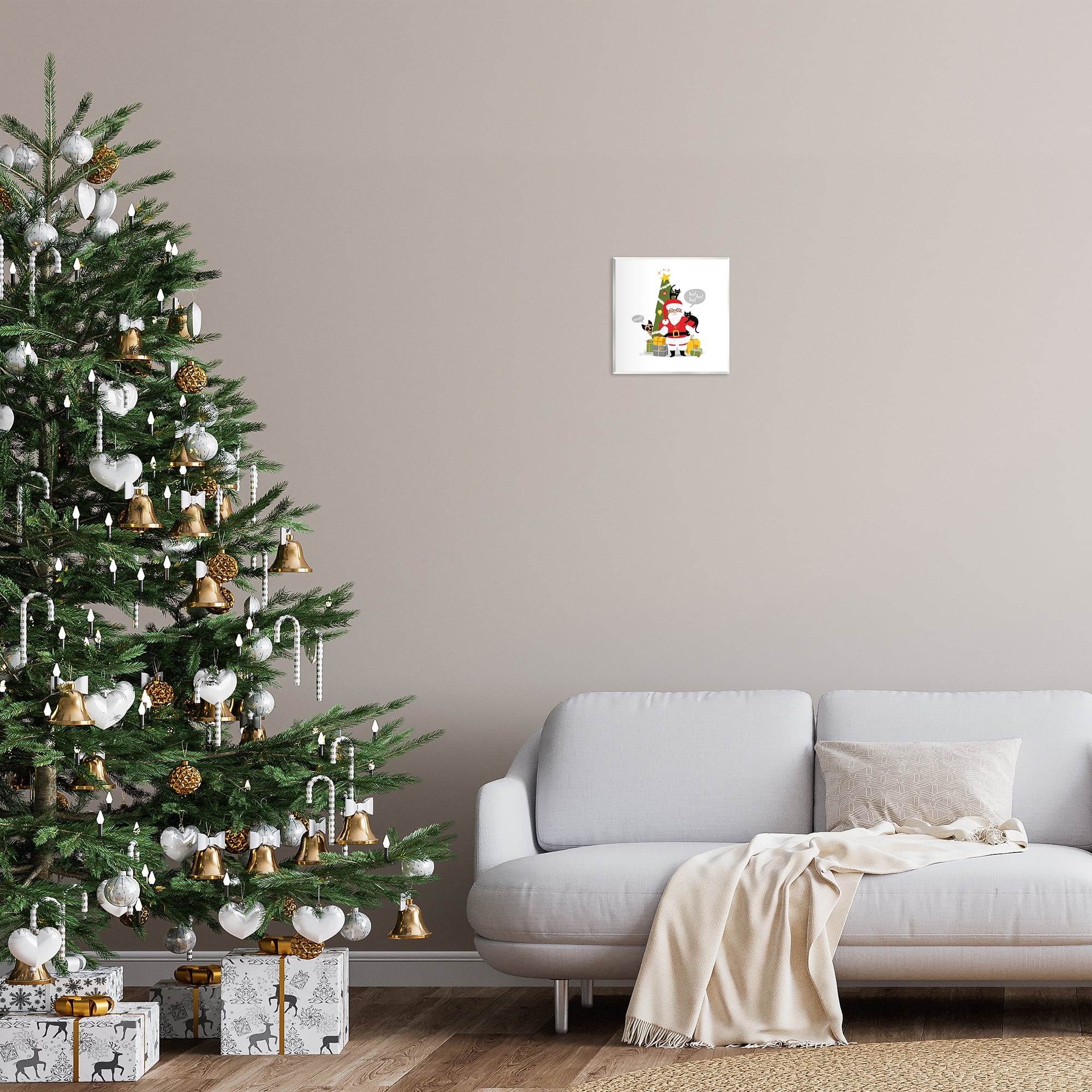 Stupell Industries Santa Paws with Pets Holiday Painting Unframed Art Prints Wall Art, 12 x 12
