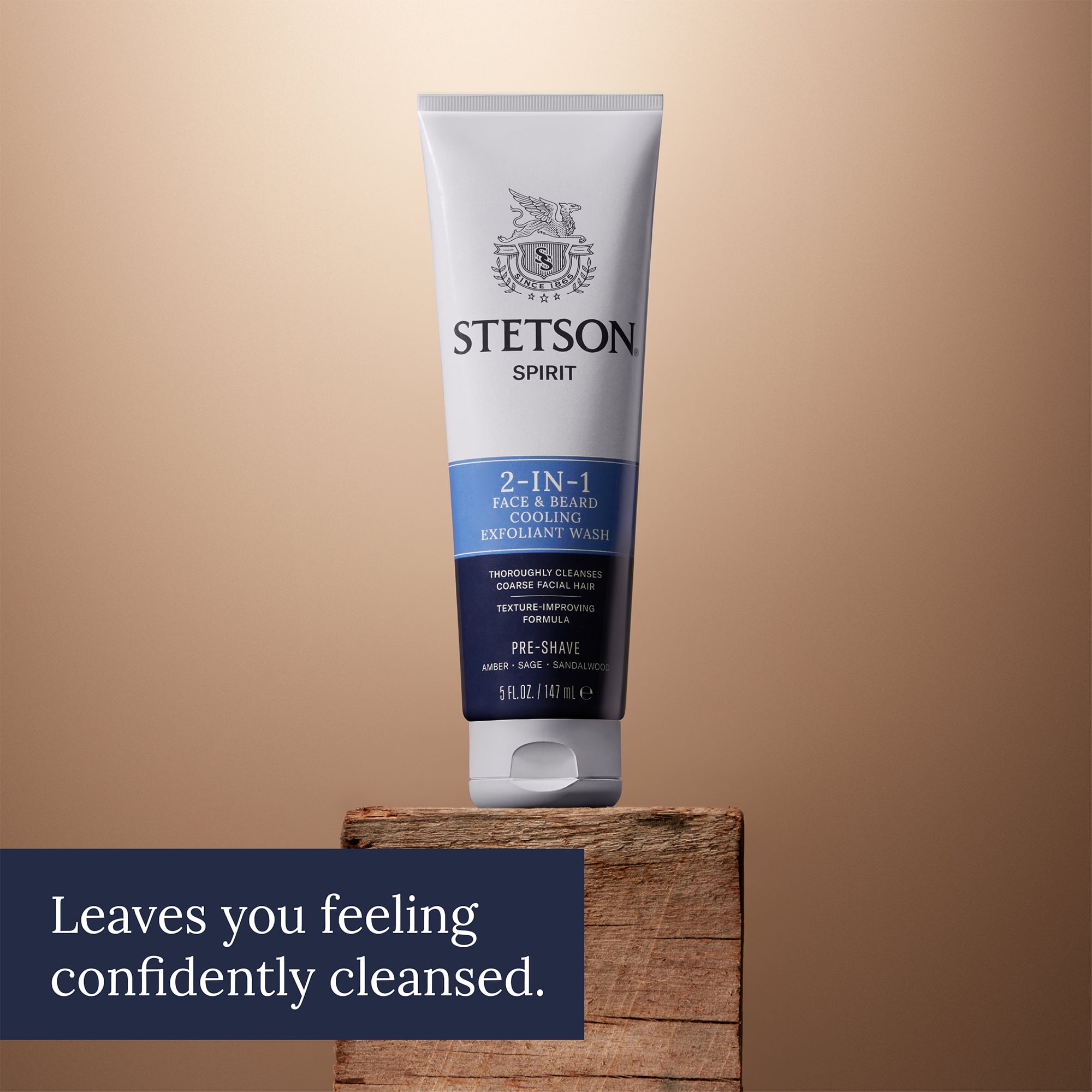 Stetson Spirit 2-in-1 Face & Beard Cooling Exfoliant Wash 5.0 fl. oz.