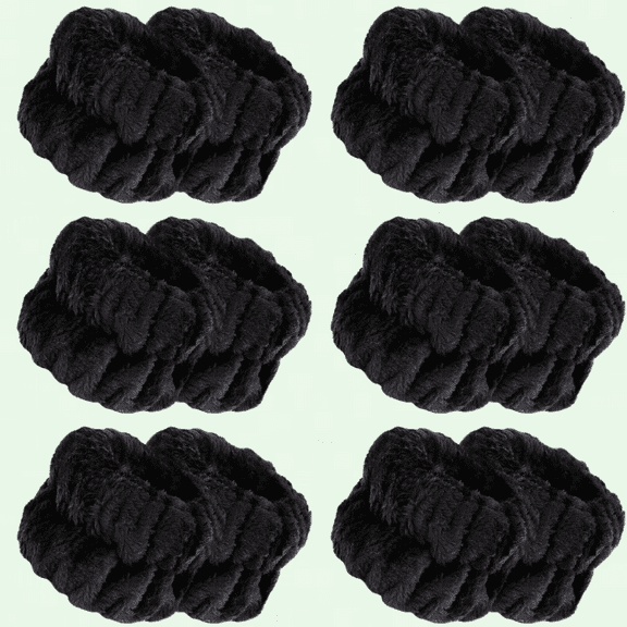 6 Pairs Facial Cleansing Wristbands, Absorbent Spa Towel Scrunchies for Face Washing (C. Black)