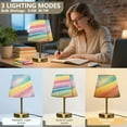 thumbnail image 3 of Modern Minimalist Cone Desk Lamp Antique Bronze Base & Linen Shade Bedside Table Lamp for Bedroom Living Room, Office, Dorm Glittery Rainbow Medium, 3 of 8