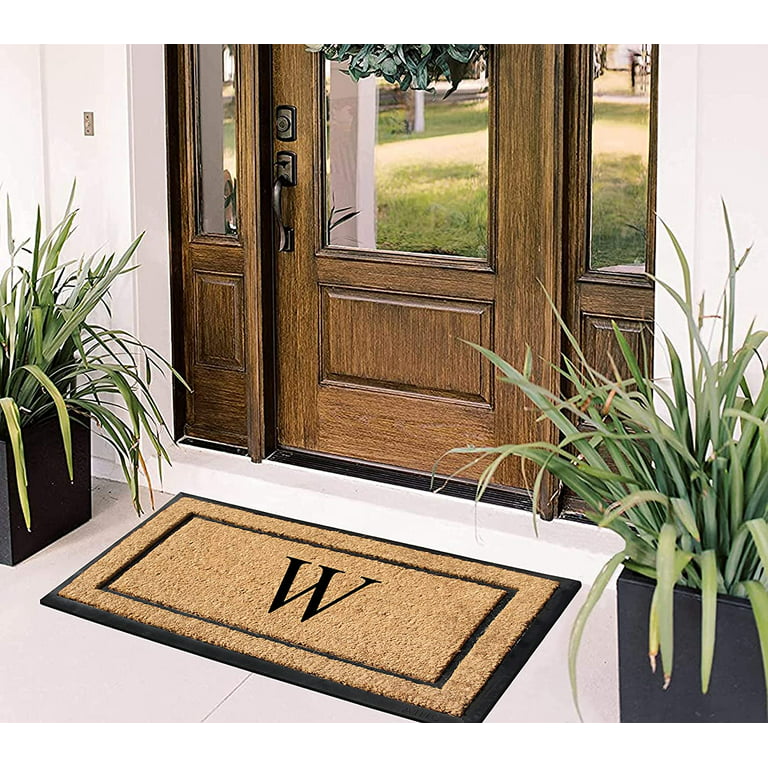SIXHOME Outdoor Mat 17x30 Non Slip Rubber Front Door Mat for Entrance  Outside Welcome Mat Low Profile Dirt Trapper Half Round Doormat Entry Rug