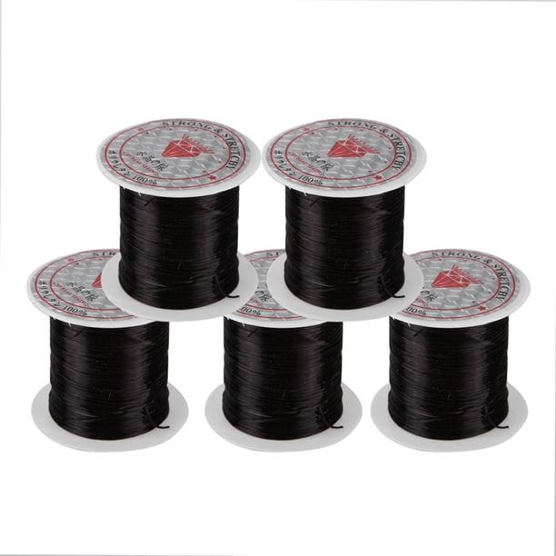 5 rollos de cuentas de línea de cristal, hilo elástico para joyería DIY (negro)