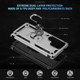 thumbnail image 4 of ELEHOLD Hybrid Rugged Case for Samsung Galaxy S25 Ultra Full Body Protection with Metal Magnetic 360° Rotating Ring Holder Kickstand Shockproof Heavy Duty Case for Samsung Galaxy S25 Ultra,Silver, 4 of 6