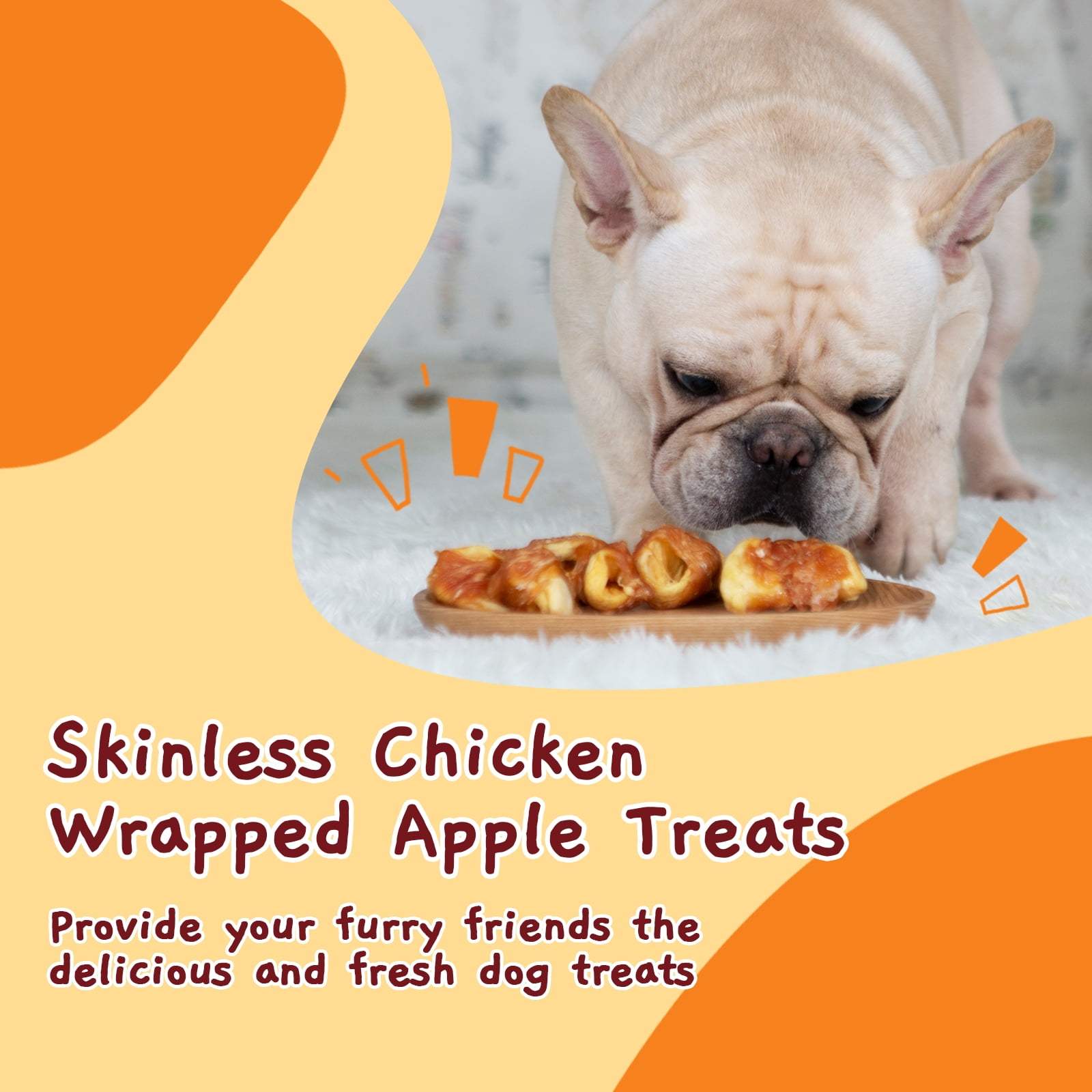 (2 pack) Jungle Calling Dog Treats, Skinless Chicken Wrapped Apple Treats,Gluten and Grain Free,Chewy
