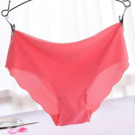 

Wisremt 1Pc Women Ice Silk Sexy Soft Seamless Panties Invisible Safety Briefs Red/L