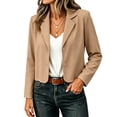 thumbnail image 5 of GUACER Womens Cropped Blazer Button Long Sleeve Notch Lapel Jacket, Casual Office Wear, 5 of 5