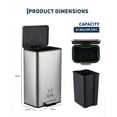 thumbnail image 3 of 13 Gallon Stainless Steel Trash Can, Rectangular Kitchen Garbage Can with Quiet Soft-Close Lid & Removable Inner Bucket, Commercial Step Trash Bin  Ideal for Home, Office, Bathroom, 3 of 7