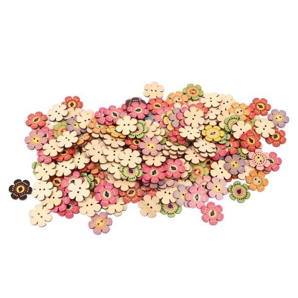 Botones De Madera, Botón Decorativo De Patrón De Flores Retro, Botones De Artesanía Multicolor Para La Bolsa De Ropa DIY, Coloridos Botones