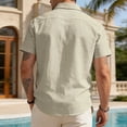 thumbnail image 7 of Yertdoel Men's Button Down Shirts Solid Color Short Sleeve Lapel Neck Shirt with Pocket Comfortable Breathable Hawaiian Beach Vacation Summer Outdoor Casual T-shirts, 7 of 7