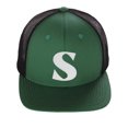 thumbnail image 2 of Daxton Baseball Trucker Hat 3D Capital Alphabet Letters Structured Mid Profile Cap, Kelly Black Hat, White Letter S, 2 of 2