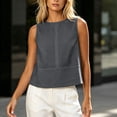 thumbnail image 5 of TARIENDY Womens Cropped Tank Tops Loose Crew Neck Sleeveless Shirts Lightweight Cotton Linen Blouses Work Shirt Gray S, 5 of 7