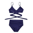 thumbnail image 5 of Sakmal Two Piece Sets Womens Swimsuits Blue Bikinis Twist Front High Waisted Bathing Suits Triangle Push Up Swimsuit Sets, 5 of 6