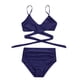 thumbnail image 5 of Augper Women Two Piece Vintage Swimsuit Wrap Cutout Bikini Sets Swimwear Push Up High Waist Bikini With Bottom, 5 of 6