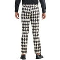 thumbnail image 3 of INSPIRE CHIC Men's Pants Diamond Plaid Flat Front Straight Leg Trousers 38 Brown Khaki, 3 of 6