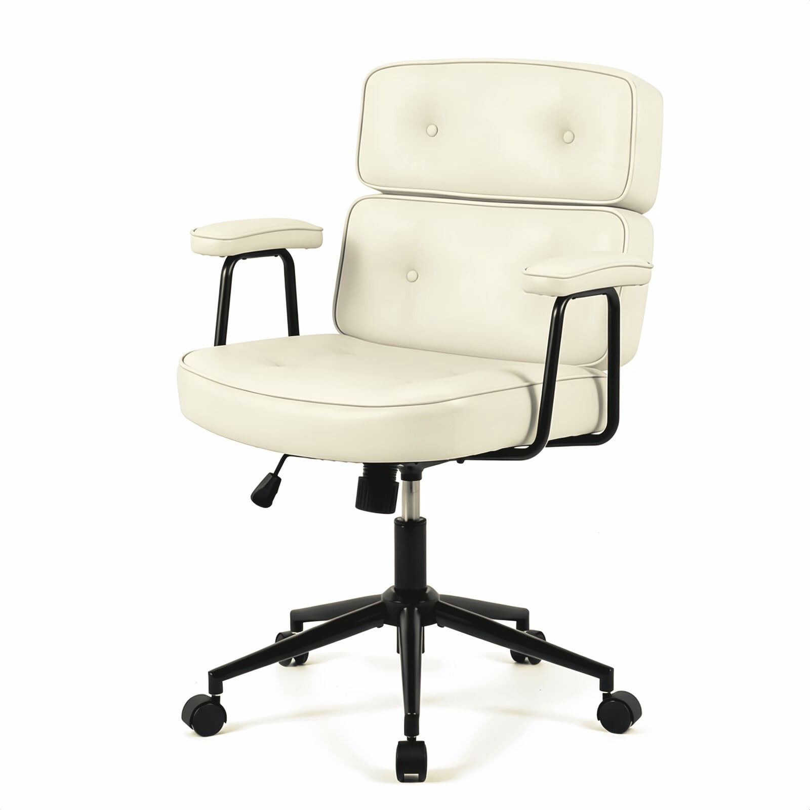 Kelno Ergonomic PU Leather Office Chair 350lbs Capacity High Back Computer Chair with Lumbar Support Adjustable Rolling Swivel Task Chair, Beige