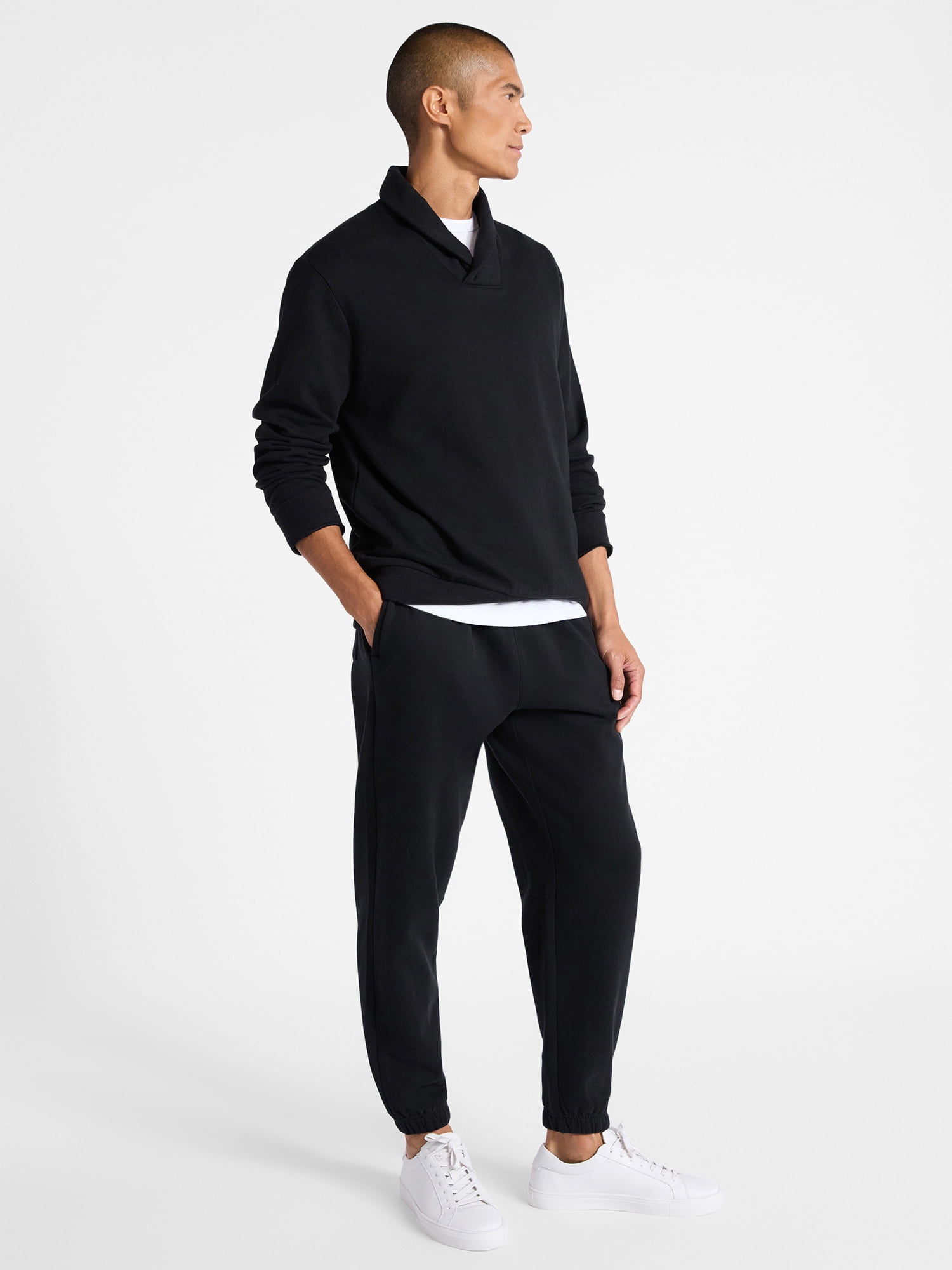 Free Assembly Men's Shawl Collar Fleece Sweatshirt, Sizes S-3XL