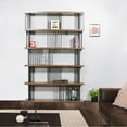 thumbnail image 2 of DAVEE Modern & Contemporary Antique Wood 5-tier Bookcase - 72.64*47.24*11.81 inches, 2 of 5