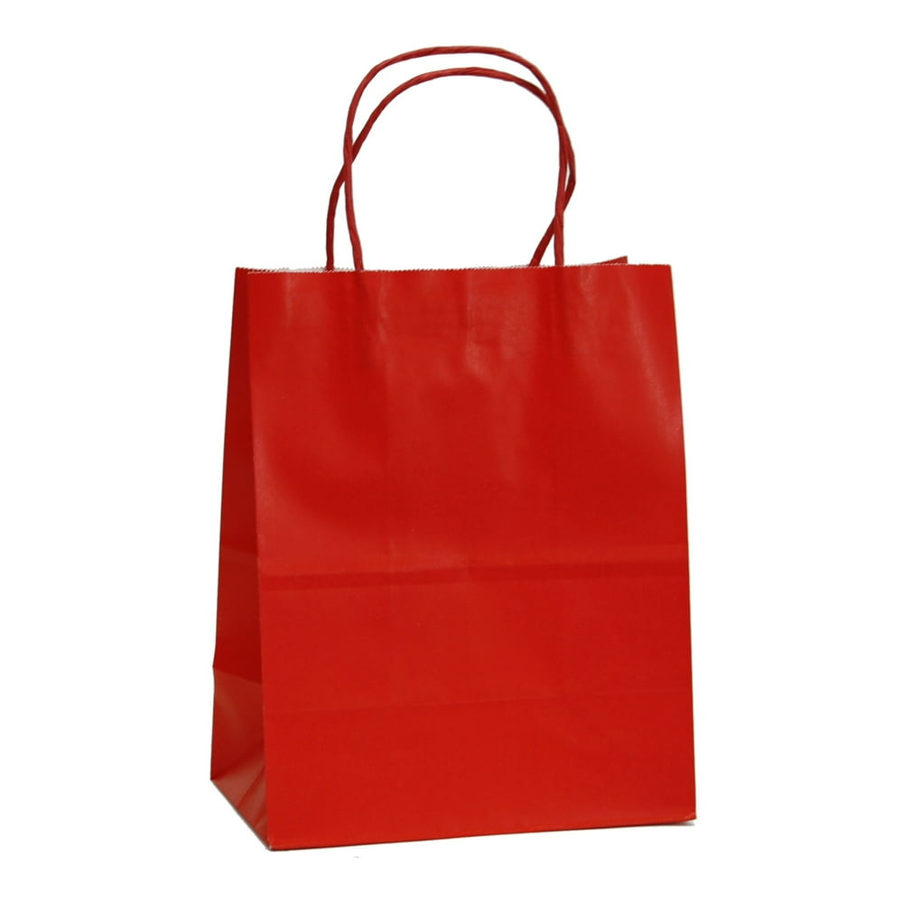 12 CT Medium Red Kraft Bags, Biodegradable, FOOD SAFE INK & PAPER Kraft