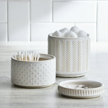 3-Piece Textured Ceramic Stackable Jar Set in Creamy White, Better Homes & Gardens