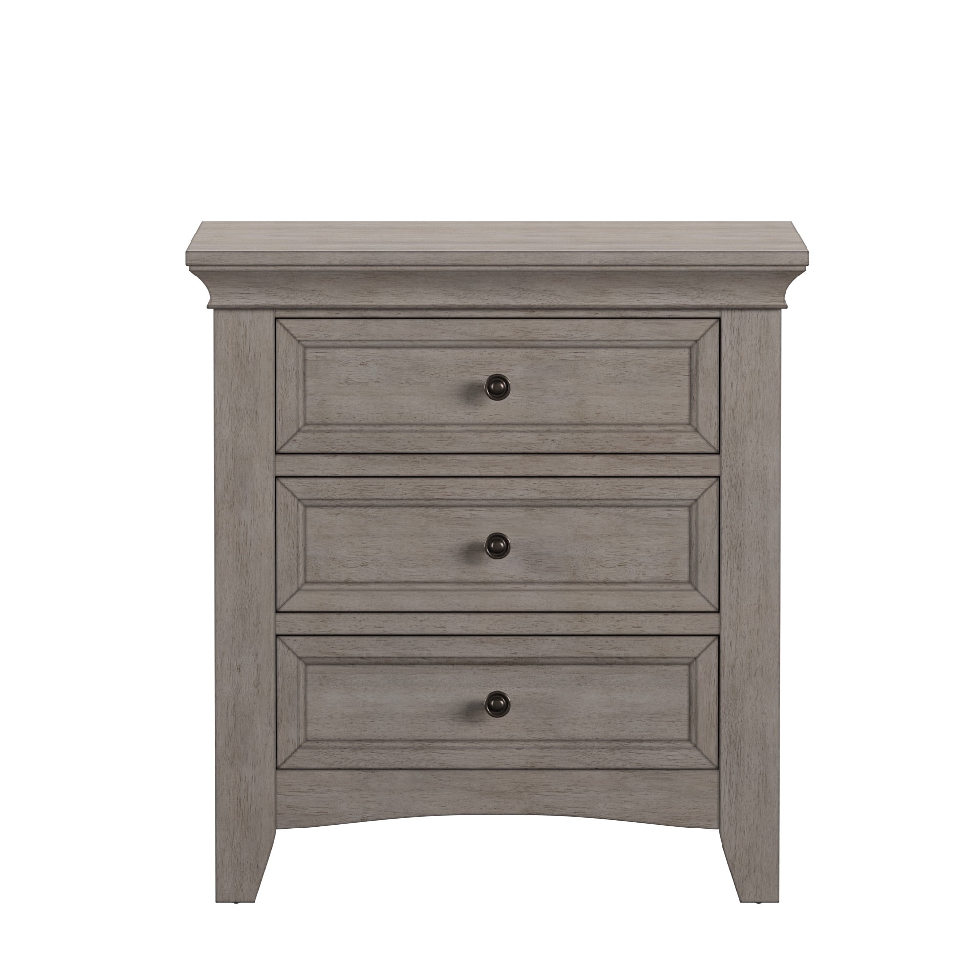 Weston Home Crestler Classic Nightstand with 3-Drawers & Charging Station, Antique White