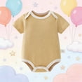 thumbnail image 3 of Agkizg Baby Solid Color Contrast Binding Short Sleeve Bodysuit, Crew Neck Soft Cotton Basic Onesie, Unisex Newborn Infant Summer Play Undershirt, 3 of 6