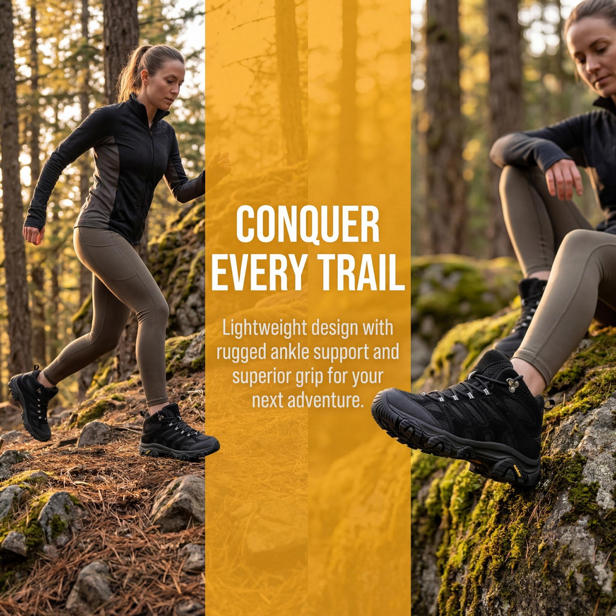 Gexuosn Hiking Boots Outdoor Trekking Camping Trail Hiking Boot for Women, Black