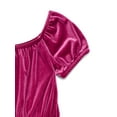 thumbnail image 3 of Wonder Nation Girls Velour Wide Leg Jumpsuit with Puff Sleeves, Sizes 4-18 & Plus, 3 of 3
