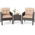 thumbnail image 2 of Costway 3PCS Outdoor Rattan Conversation Set Patio Garden Furniture Cushioned Sofa Chair, 2 of 9