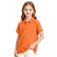 thumbnail image 6 of Girls Short Sleeve Pique Polo Shirts Kids School Uniform Golf Shirts Orange 150, 6 of 7