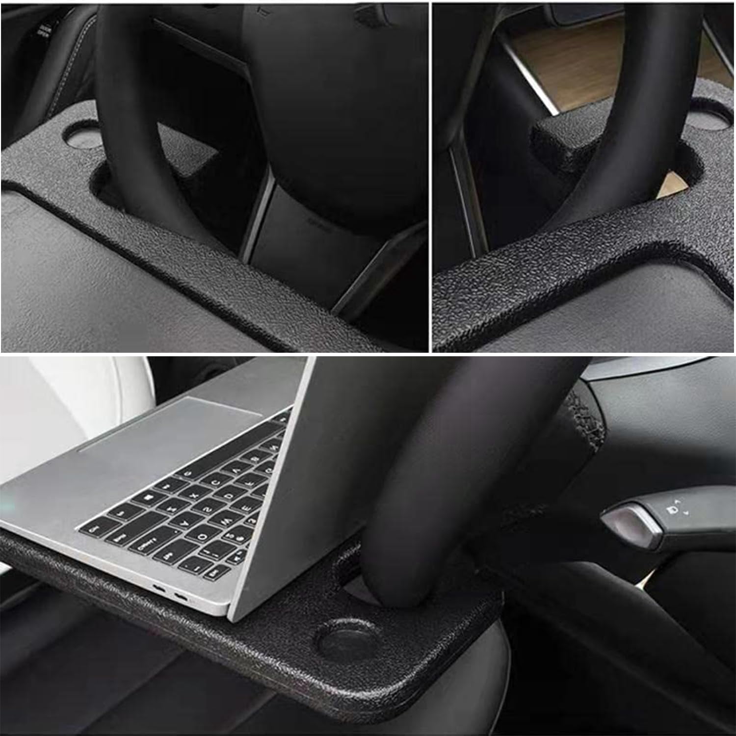Car Steering Wheel Tray, 2 in 1 Black Car Desk for Laptop, Tablet, iPad Or Notebook,Car Must Haves Accessories