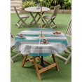 thumbnail image 4 of Outdoor Tablecloths with Umbrella Hole & Zipper, Blue Gray Stripes Round Tablecloth 54 Inch, Watercolor Modern Abstract Minimalist Waterproof Table Cloth, Patio/Pool/Picnic Table Covers, 4 of 8