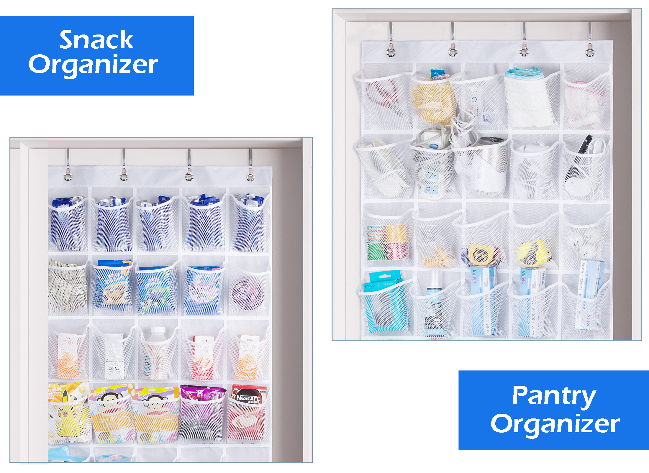 MISSLO Hanging Pantry & Shoe Organizer with 40 Pockets for Door Storage ...