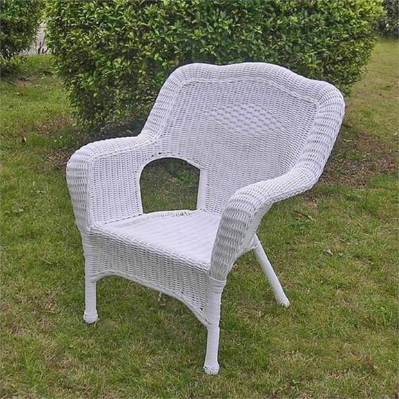 Pemberly Row Patio Arm Chair in White (Set of 2)