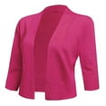 thumbnail image 3 of FOLUNSI Women's 3/4 Sleeve Cropped Cardigans Sweaters Jackets Open Front Short Shrugs for Dresses, 3 of 7