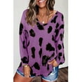 thumbnail image 4 of LEEYNEER Pullover Tops for Women Raglan Long Sleeve Sweatshirt Casual Round Neck Printing Loose Blouse Purple S, 4 of 6