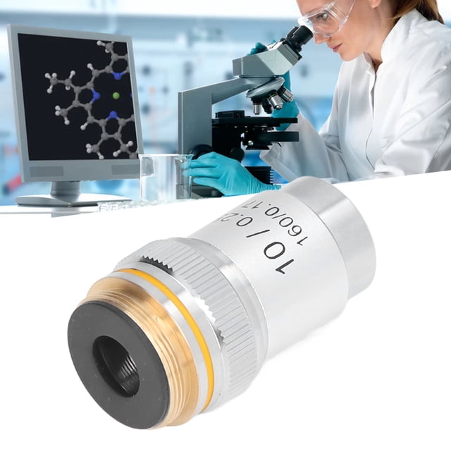 10X Microscope Achromatic Objective Lens Brass 0.3in Working Distance For Compound Microscopes