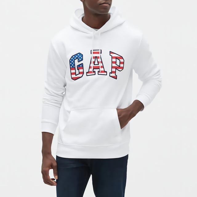Sudadera GAP Logo Fleece Hoodie Blanca Talla XL