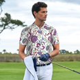 thumbnail image 5 of Balery Fairy Flower Printed Men’s Short Sleeve Polo Shirt, Midweight Men's Shirt,Golf Polo shirts -Large, 5 of 8