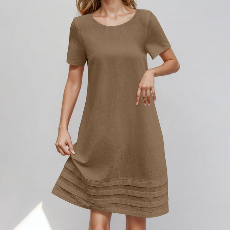 chinese dress ladies Women's Never A Bad Day Dark Brown Linen Button Front Mini Dress | Size: S