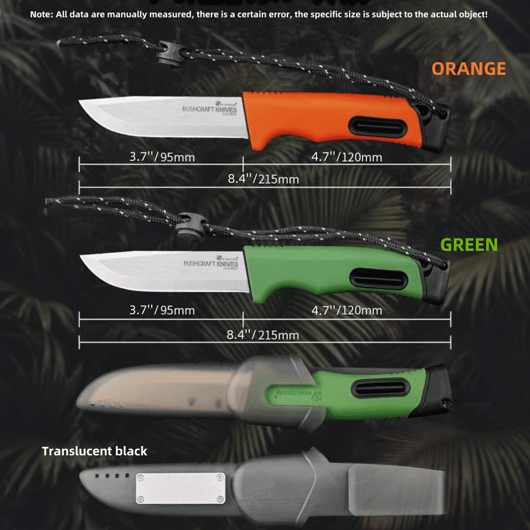 Fixed Blade Knife 3.7" 5Cr15 Steel, Plastic Sheath, PP/TPR Handle. Multi-Use for Camping & Outdoor.
