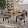 thumbnail image 4 of GDF Studio Maggie Contemporary Tufted Dining Chairs, Set of 2, Slate Microfiber and Espresso, 4 of 6